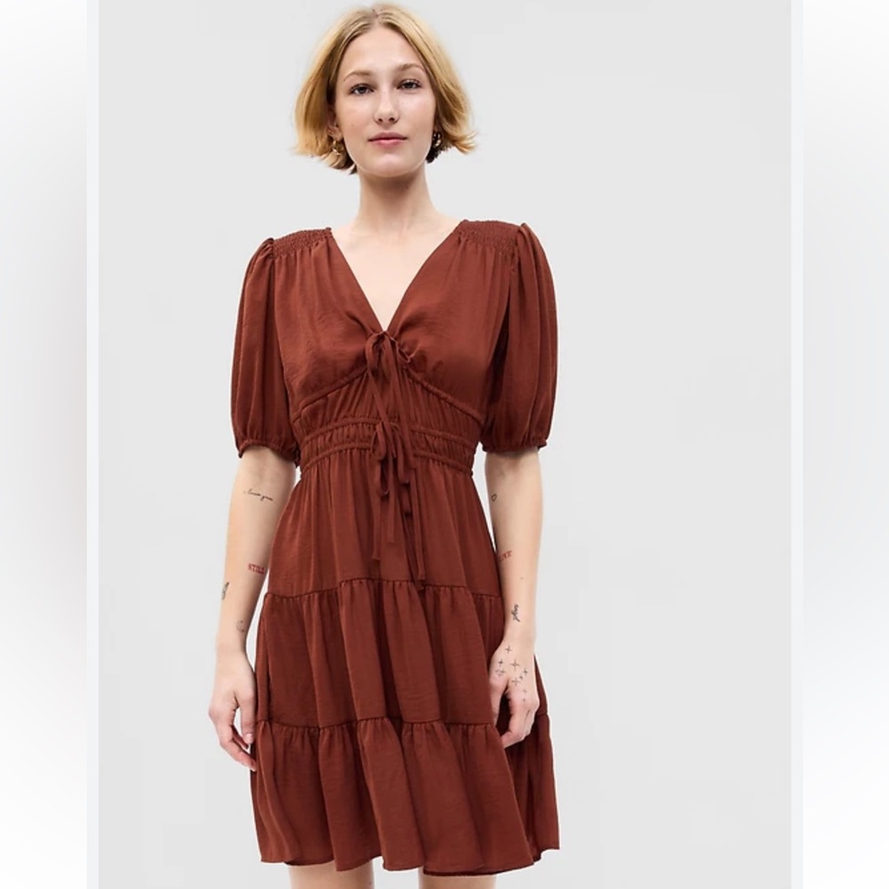 Gap Tie-front Silky Tiered Mini Dress